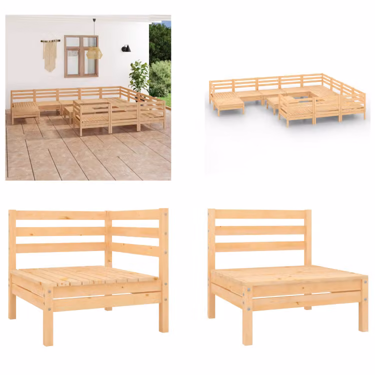 vidaXL 12 pezzi set salotto da giardino pino massiccio - Set di mobili da giardino - Set di mobili da giardino - Set di mobili da giardino - Set di mobili da giardino