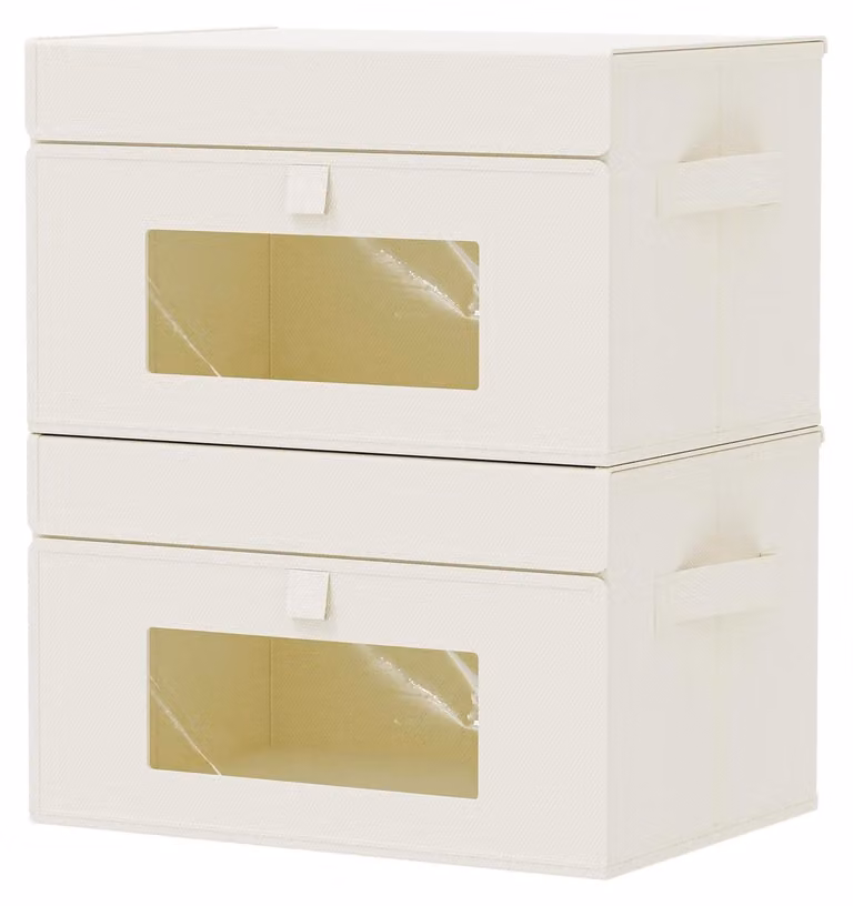 Set di 2 contenitori portaoggetti con finestra trasparente, dimensioni 33 x 23 x 20 cm