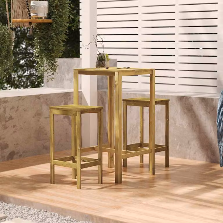 vidaXL Tavolo da Bar Quadrato in Legno di Pino Impregnato, L/P/H: 60 x 60 x 110 cm