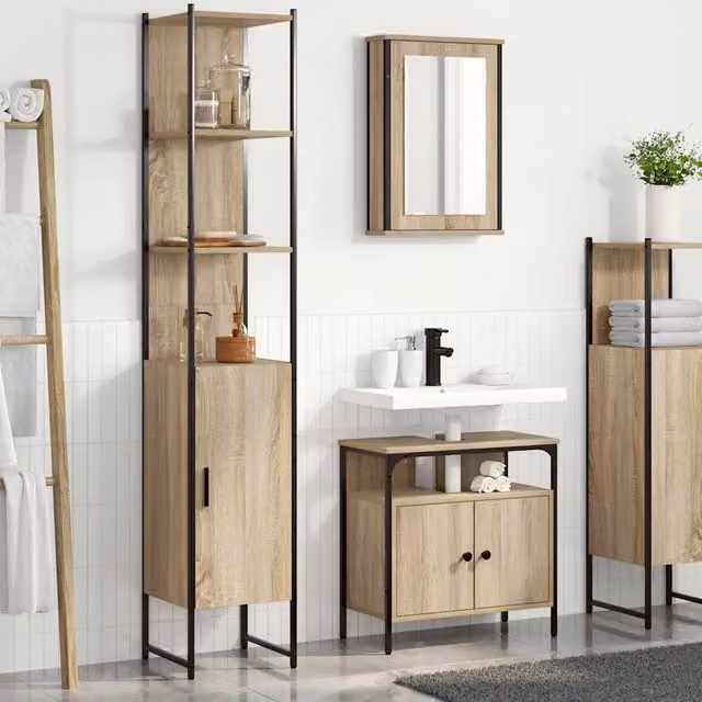 Set di mobili per il bagno 3 pz Rovere Sonoma 3399399