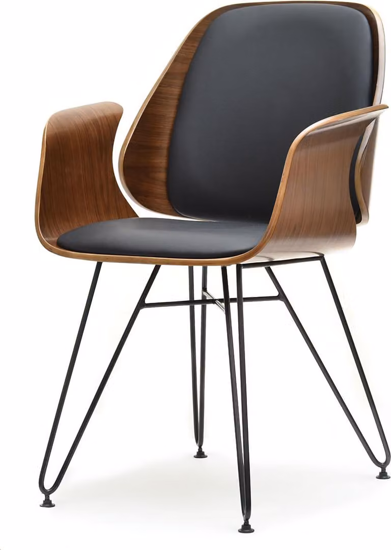 Sedia da pranzo di design MIRVAT - noce / ecopelle nera