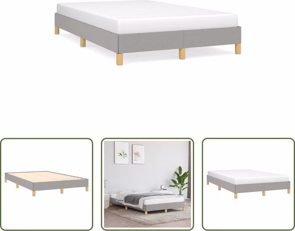 The Living Store Struttura letto grigio chiaro 120x190 cm in tessuto
