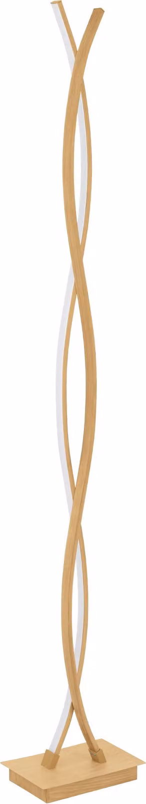 Lampada da terra a LED EGLO Lasana 4, lampada di design per soggiorno, lampada da terra curva, metallo effetto legno, bianco caldo, 143 cm