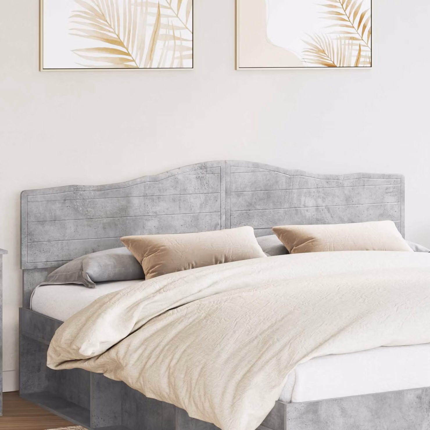 Testiera per letto vidaXL in legno ingegnerizzato, stile minimalista, colore grigio cemento opaco