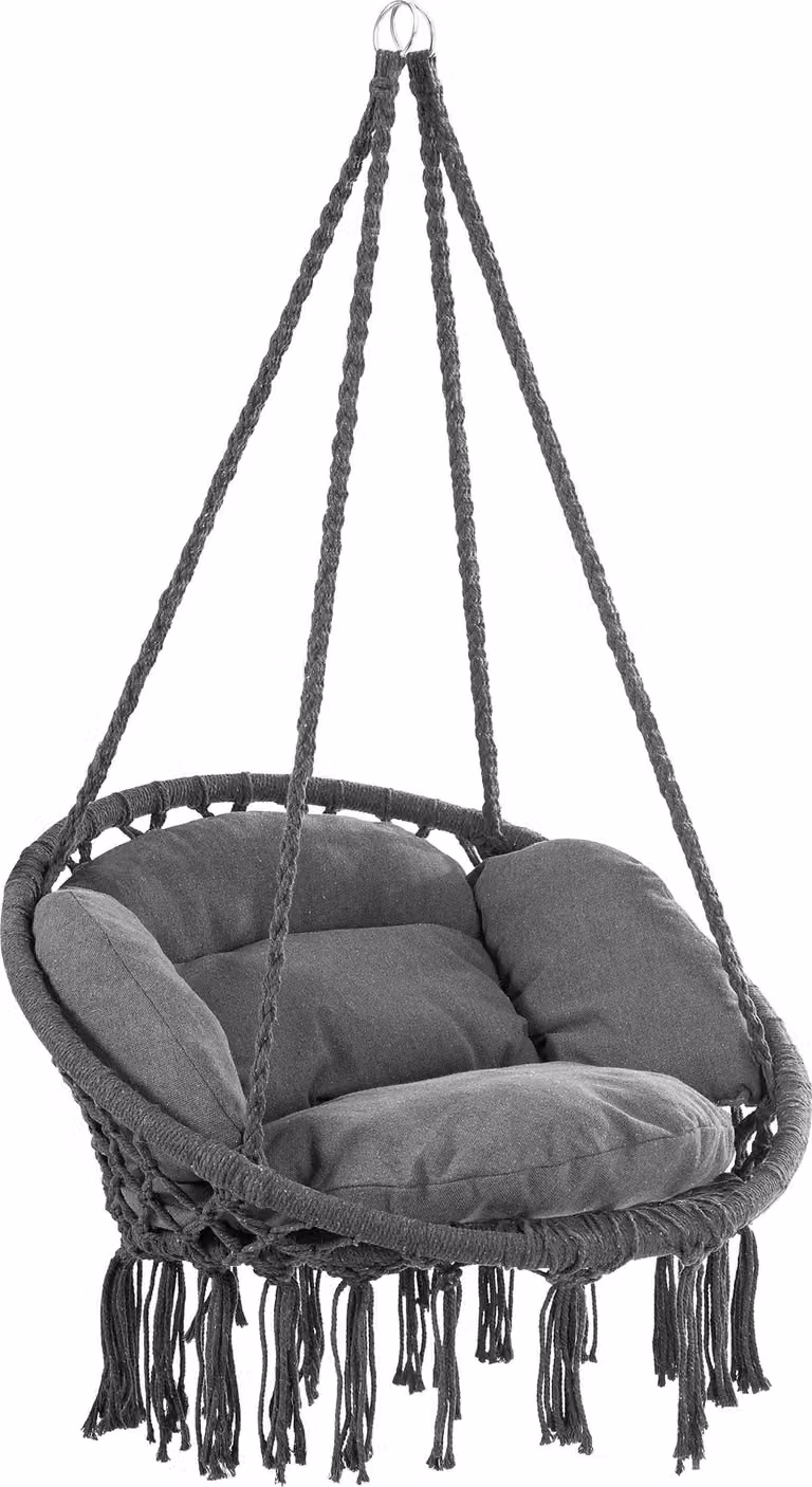 Poltrona sospesa BOHO con cuscini, Ø61cm, antracite