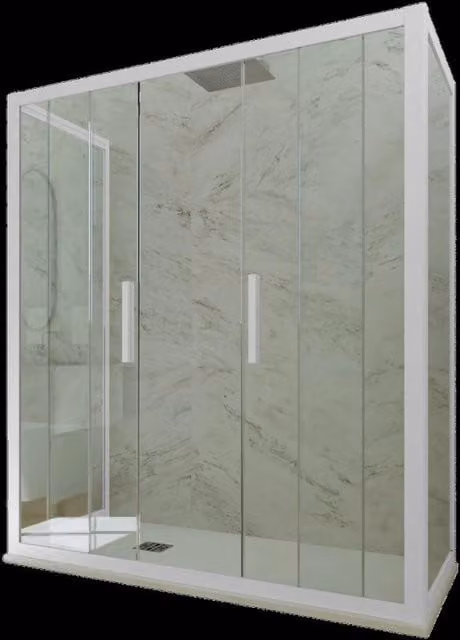 Box doccia Star Trio FORTE a 3 lati con vetro trasparente e profilo bianco, L/P/H: 170 x 70 x 200 cm