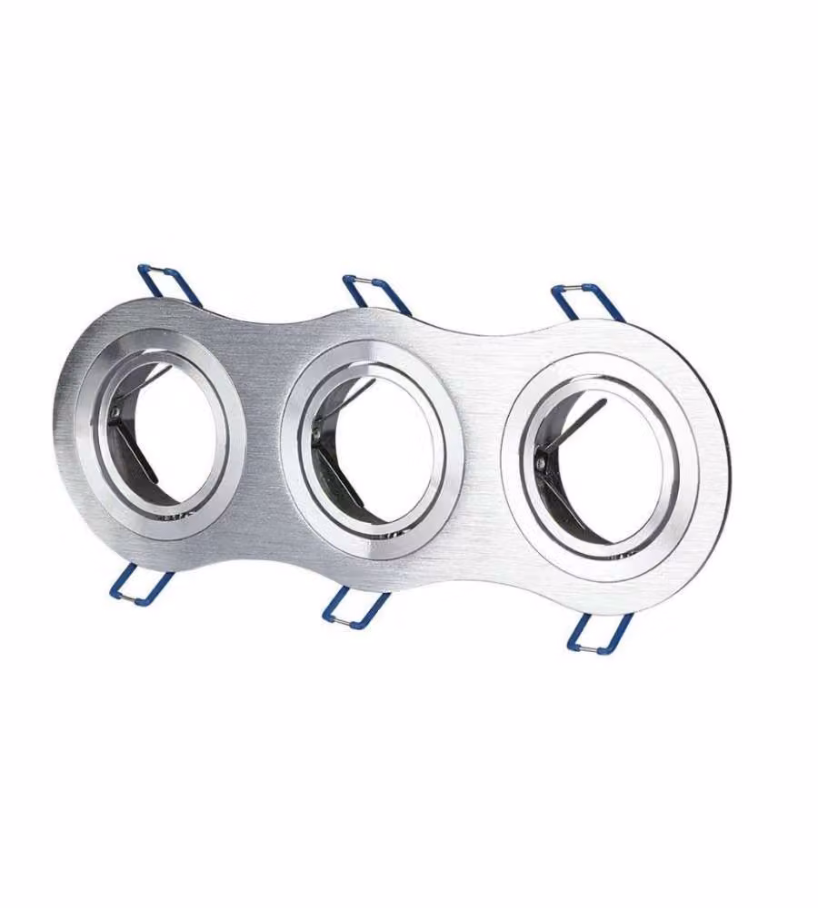 Portafaretto LED da Incasso Rotondo 3xGU10 e GU5.3 (MR16) in Alluminio Spazzolato Orientabile
