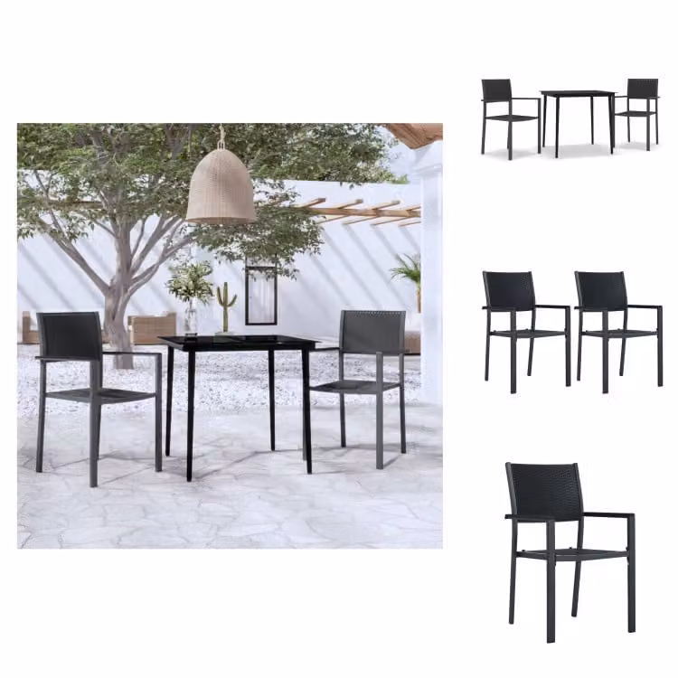 vidaXL Set da pranzo da giardino 3 pezzi nero - Set di mobili da giardino