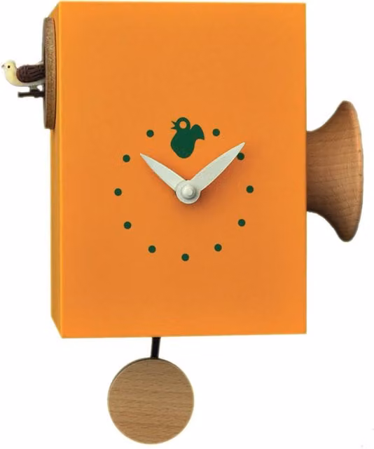 Orologio a Cucù da Parete 15X16X11Cm Pirondini Italia Trombettino Giallo Melone