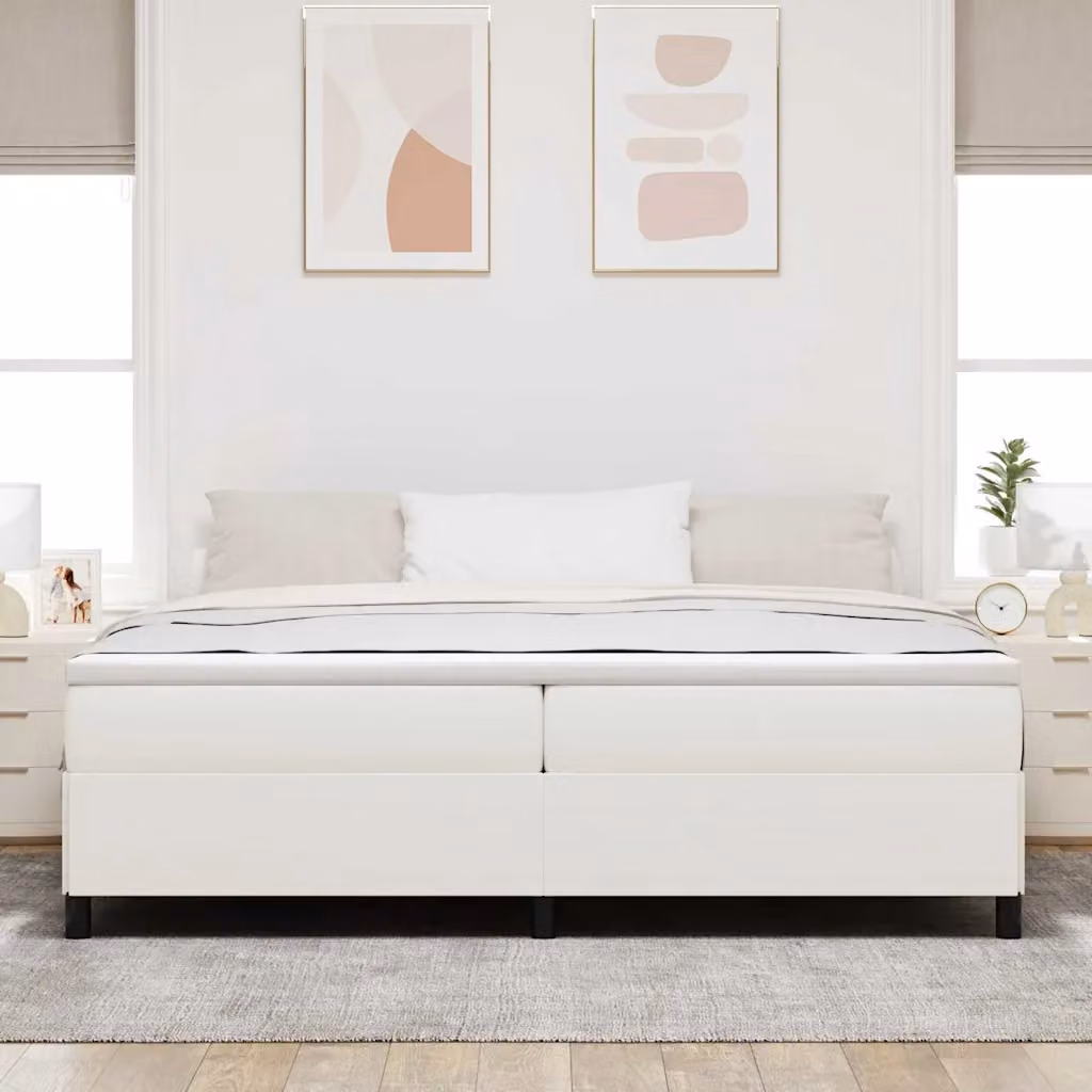 Letto a molle moderno vidaXL in tessuto corduroy color beige, L/P/H: 200 x 200 x 203 cm