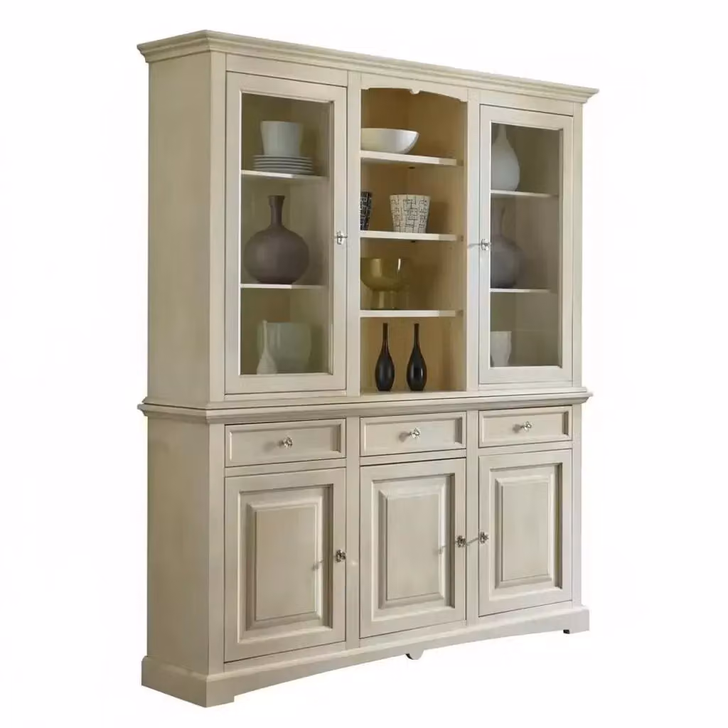 Set da pranzo shabby chic Mobili 2G in legno di pino bianco con tavolo rettangolare estensibile e 6 sedie – 3