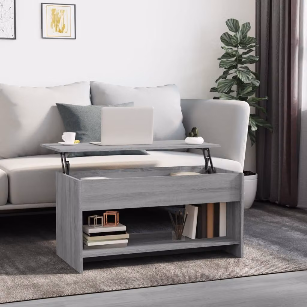 The Living Store Tavolino Grey Sonoma 102x50x52,5 cm Materiale a base di legno