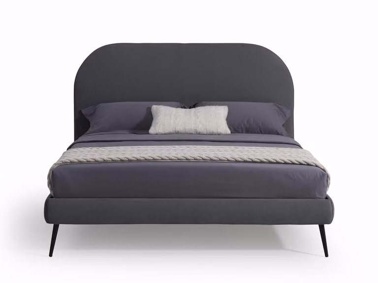 Letto Matrimoniale in Tessuto Imbottito SYDNEY Grigio scuro