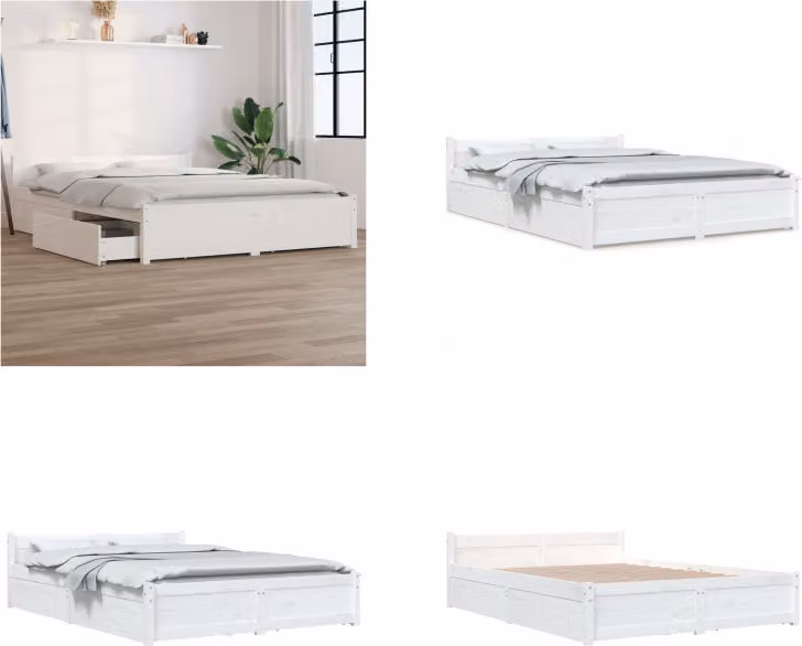 vidaXL Letto con cassetti bianco 160x200cm - Struttura letto - Letto - Letto in legno