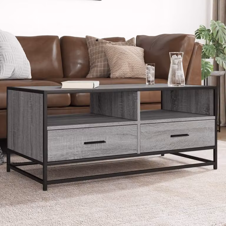 Maison Exclusive - Tavolino grigio Sonoma 100x50x45 cm Materiale ligneo e metallo