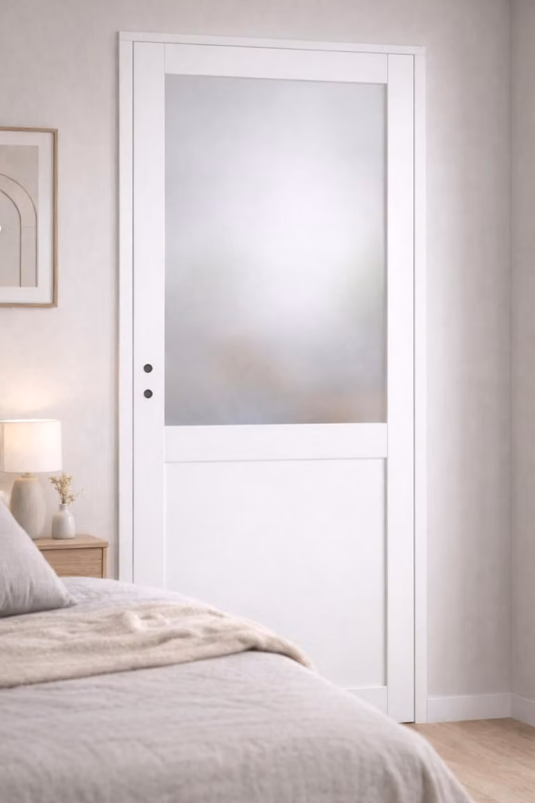 Bloc Porta Athena Bianco H204 x L73 cm, lato destro, pannello con cornice, GD MENUISERIES