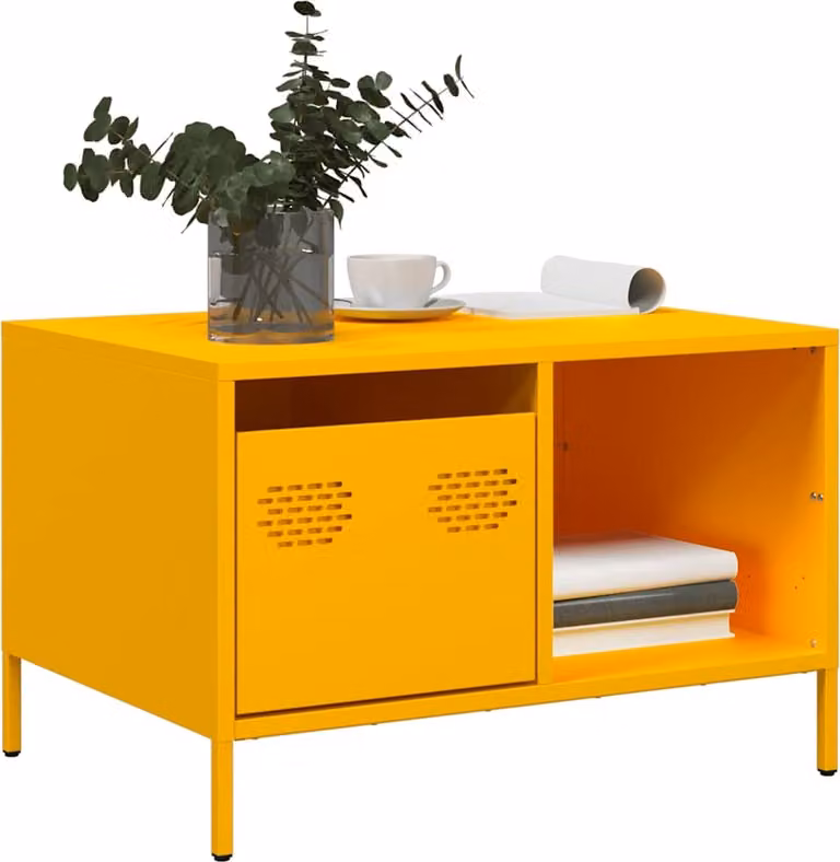 Maison Exclusive - Tavolino da salotto giallo senape 68,5x50x43,5 cm Acciaio laminato a freddo