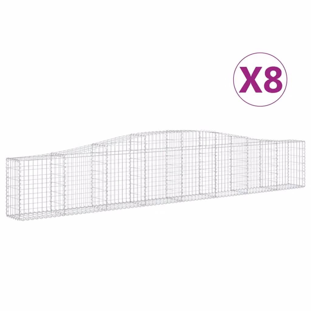 Cesti Gabbioni ad Arco 8 pz 400x30x60/80 cm Ferro Zincato