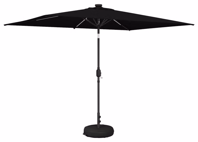Parasol da Giardino con Luci LED 200 x 300 cm Poliestere Nero