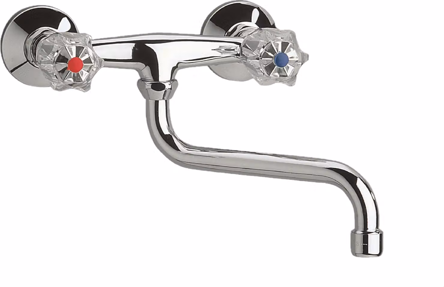 Rubinetto da cucina SCHÜTTE BRILLANT, rubinetto da cucina girevole per montaggio a parete, miscelatore per lavello in cromo