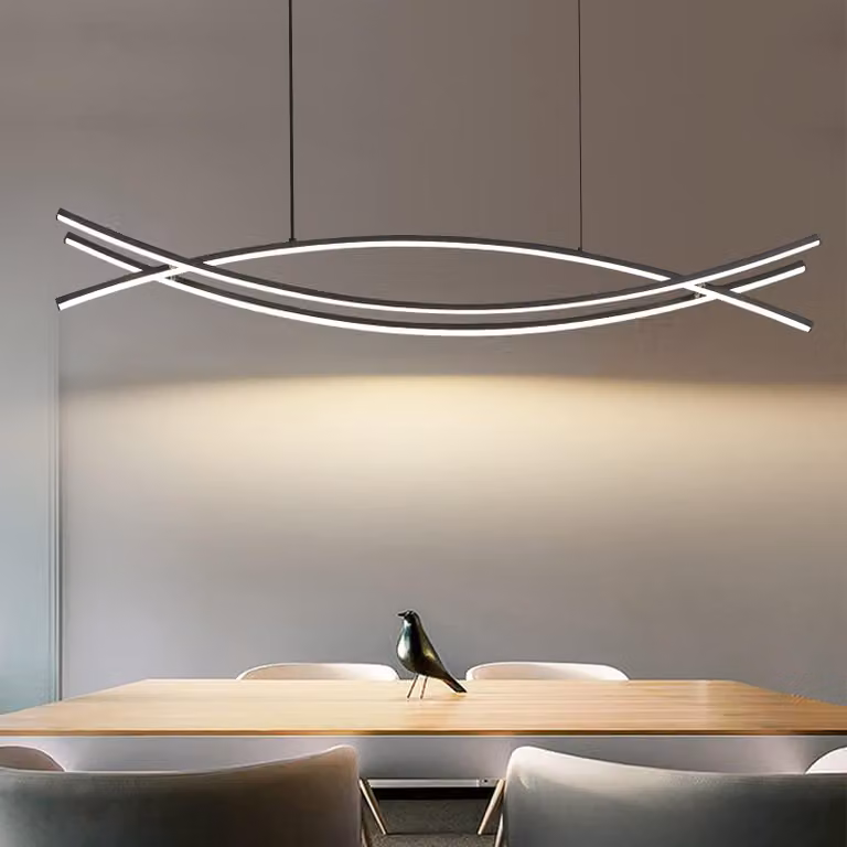 Lampada a sospensione a LED, 120 cm, nera, dimmerabile, con altezza regolabile