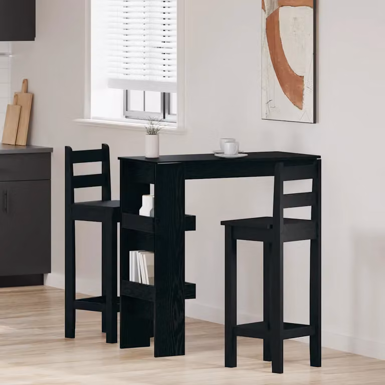 vidaXL Tavolo Bar da Parete Moderno in Legno MDF Laminato Nero L: 102 cm, P: 45 cm, H: 103,5 cm