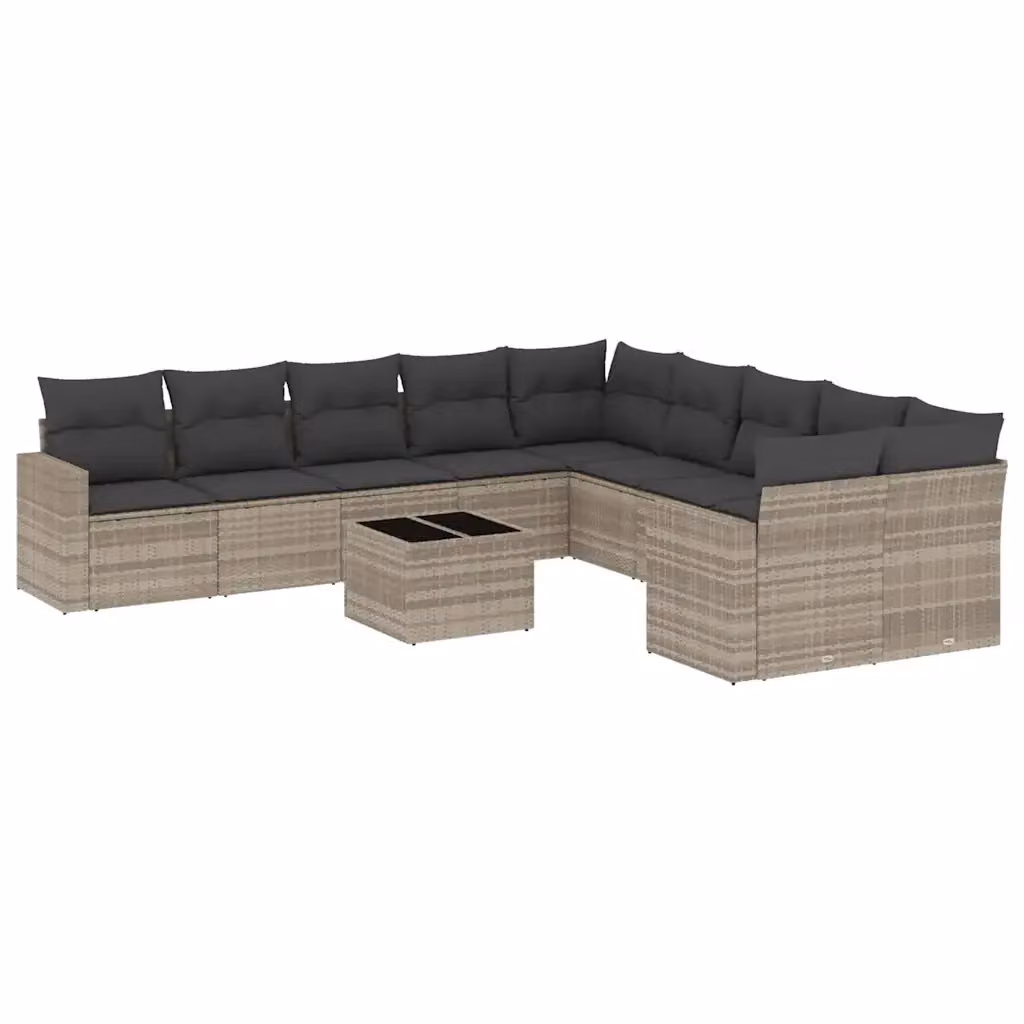 Set di divani da giardino vidaXL 11 pz in polyrattan grigio con cuscini e tavolino da esterno – 2