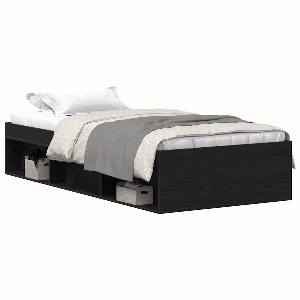 Struttura Letto Design Mania in Rovere Nero e Truciolato con Doghe in Legno L: 100 cm, P: 200 cm, H: 35 cm – 2