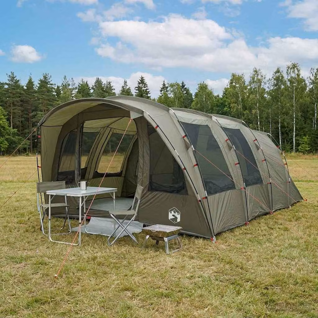 Tenda a tunnel vidaXL Verde Oliva in poliestere e acciaio L: 427 cm, P: 315 cm, H: 178 cm