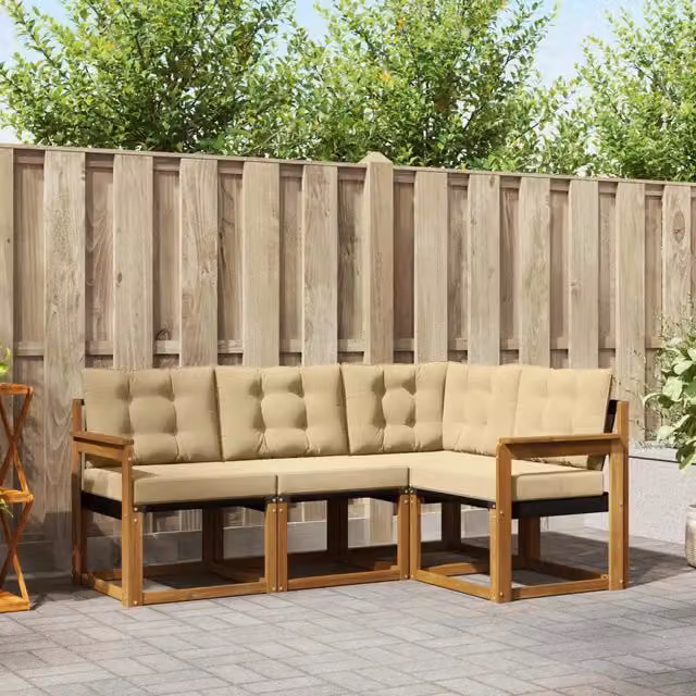 Set di divani da esterno 4 pz Naturale e Beige 3368612