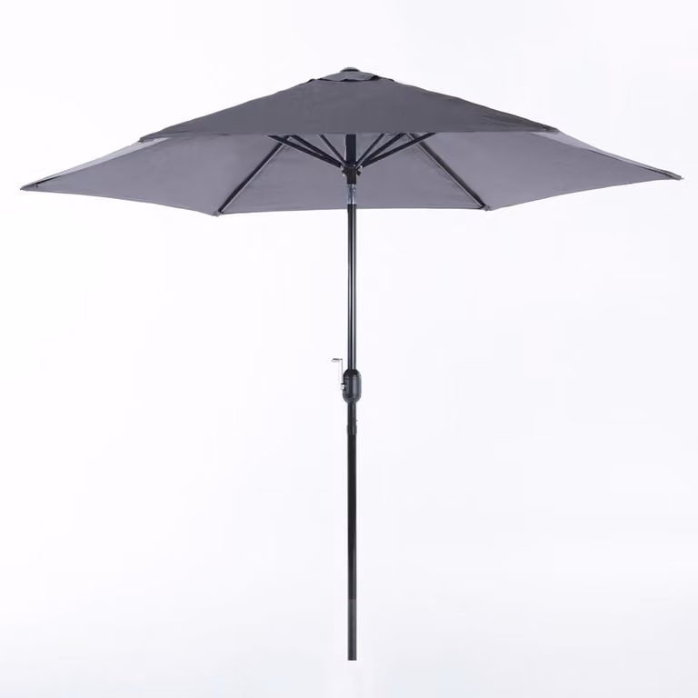 Ombrellone esagonale Ø 270 cm in alluminio con rivestimento idrorepellente e apertura a manovella – inclinabile, robusto e ideale per giardino, terrazza e patio – LEVANTE – Grigio