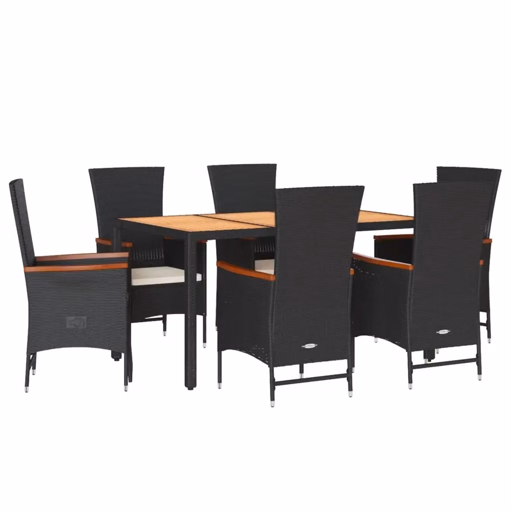 Set da pranzo da giardino vidaXL in legno di acacia oliato e polyrattan, 7 pezzi, moderno – 2