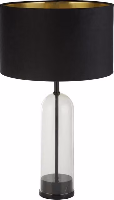 Lampada da Scrivania Contemporanea Oxford SEARCHLIGHT in Metallo e Marmo, Colore Nero e Ottone, Attacco E27