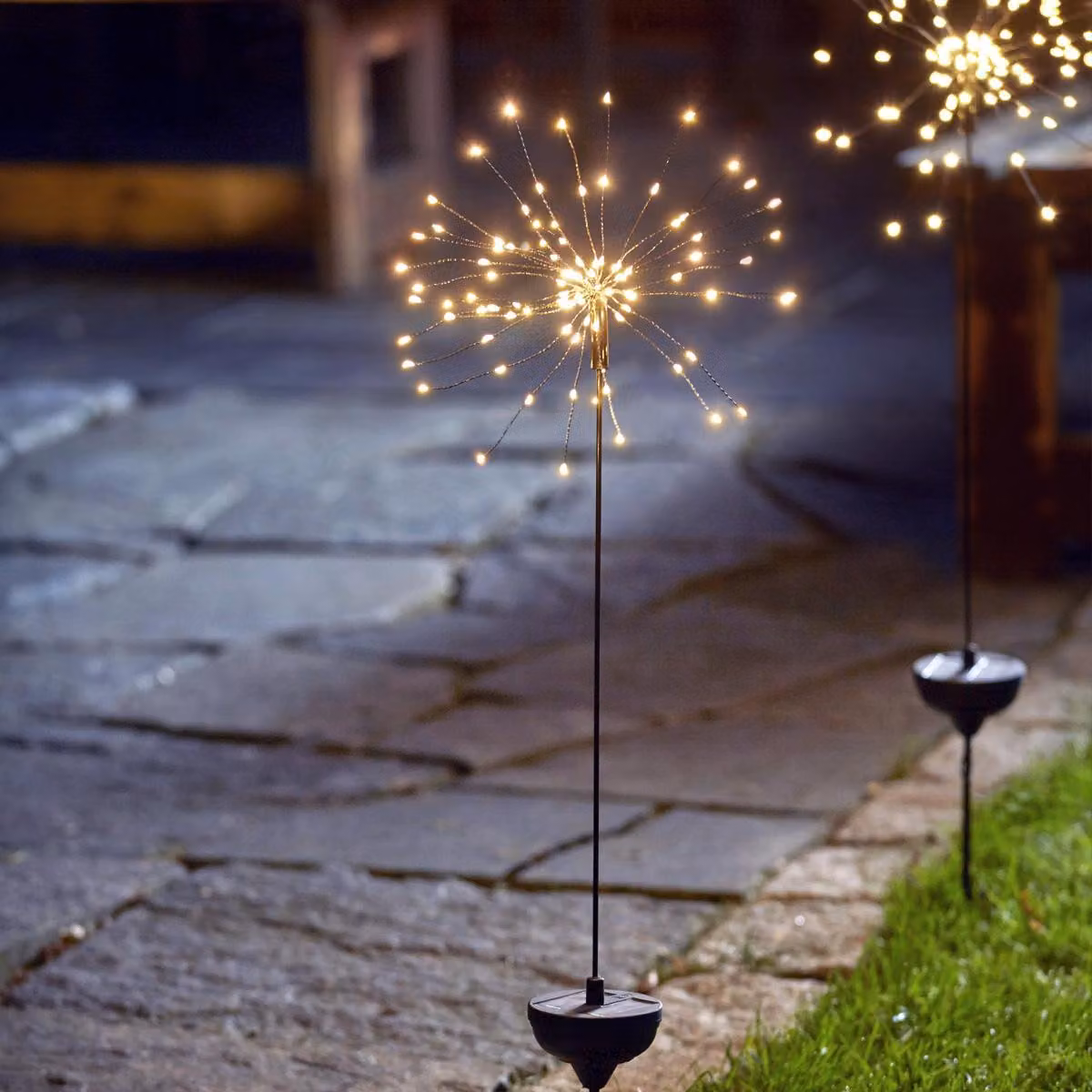 Asta solare a LED FEUERWERK decorazione del giardino - 90 LED bianco caldo - H: 100cm - sensore crepuscolare