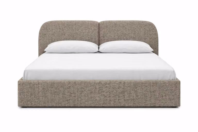 Letto imbottito Sofello Sogno 140x200 con rete a doghe in legno | Letto moderno per camera da letto | Grigio-beige