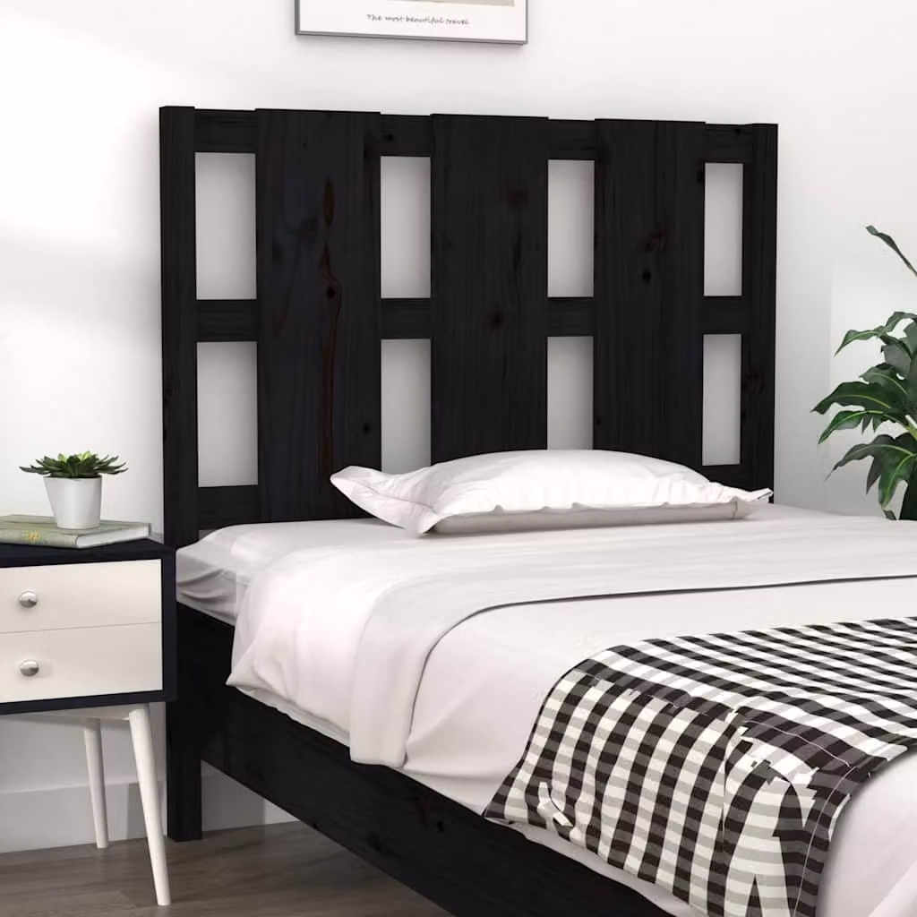 Testiera per Letto vidaXL in Legno Massello di Pino Nero, L: 105,5 cm, P: 4 cm, H: 100 cm