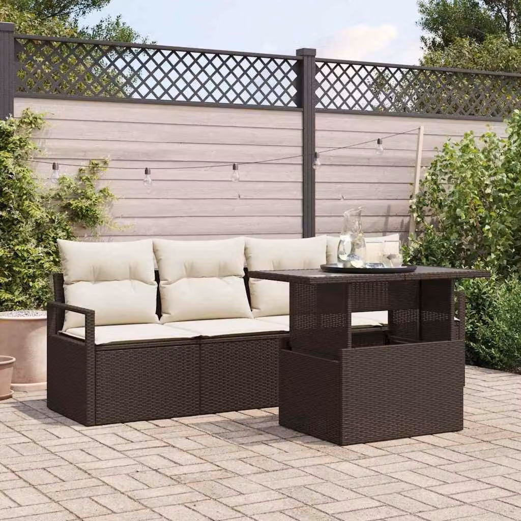 Maison Exclusive - Set di divani da giardino, 5 pezzi, color marrone, in rattan sintetico