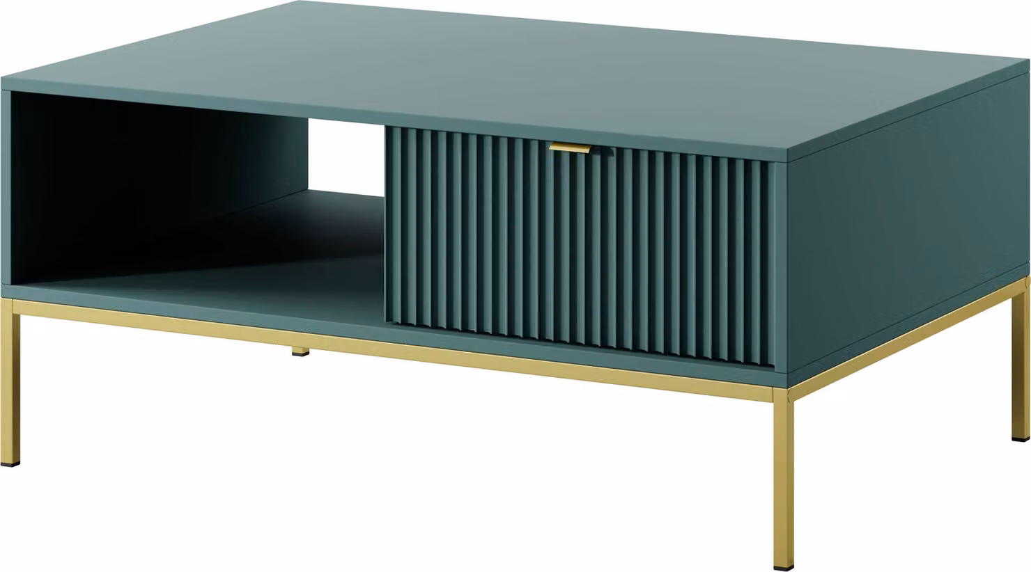 FURNLUX Tavolino Avon Verde e Oro 104cm / Colore principale: Verde / Dimensioni: 104 x 48 x 68 cm