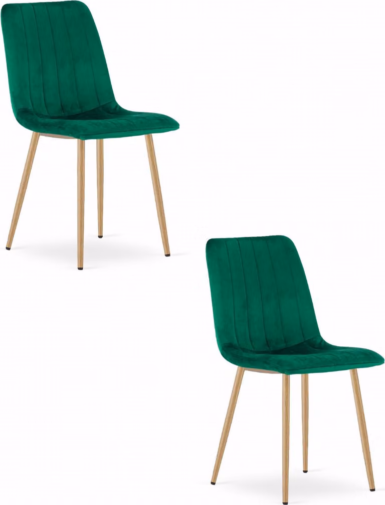 Sedia LAVA - velluto verde scuro / gambe in legno x 2