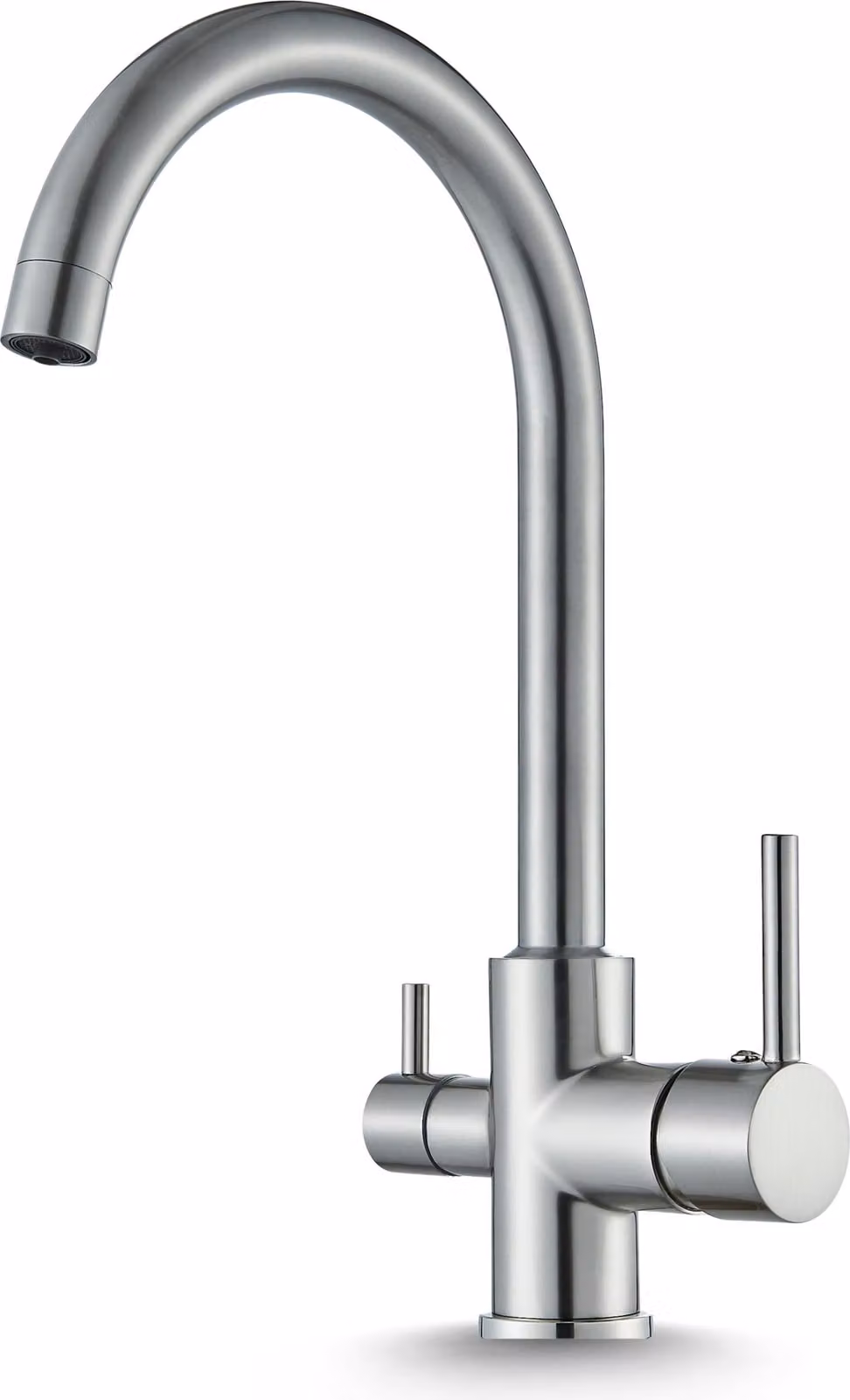 Rubinetto da cucina a 3 vie Ari Linko, inox, beccuccio girevole 360 gradi, per acqua filtrata, cartuccia Vetroceramica