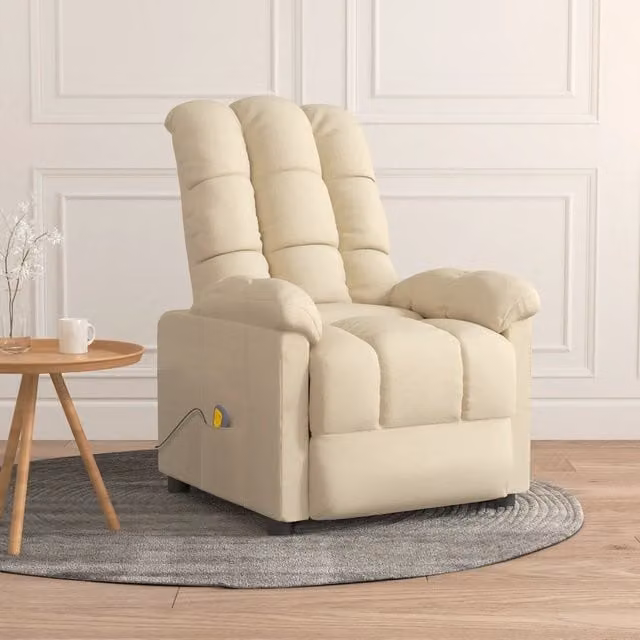 Poltrona relax reclinabile vidaXL in tessuto beige con braccioli e struttura in legno e metallo