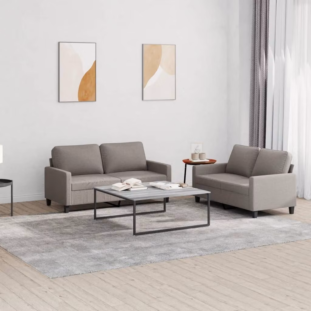 Maison Exclusive - Set divano a 2 posti con cuscini in tessuto color taupe