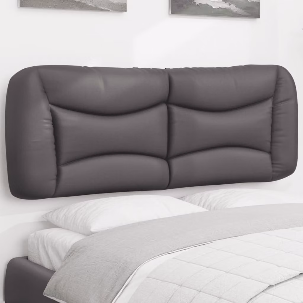 Testiera per letto imbottita vidaXL Hvar in similpelle grigia, L: 130 cm, H: 48 cm, P: 15 cm
