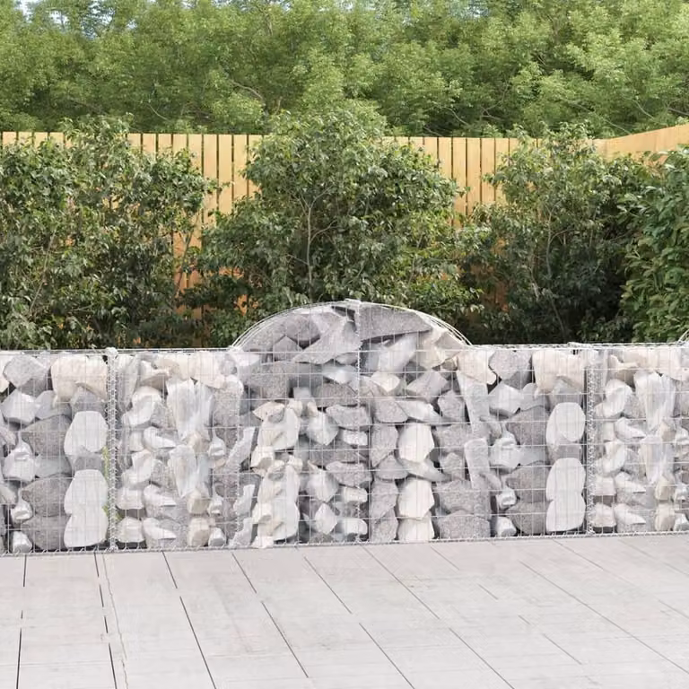 Set di 6 Cesti Gabbioni ad Arco vidaXL in Acciaio Zincato Grigio L: 200 cm, P: 30 cm, H: 80/100 cm