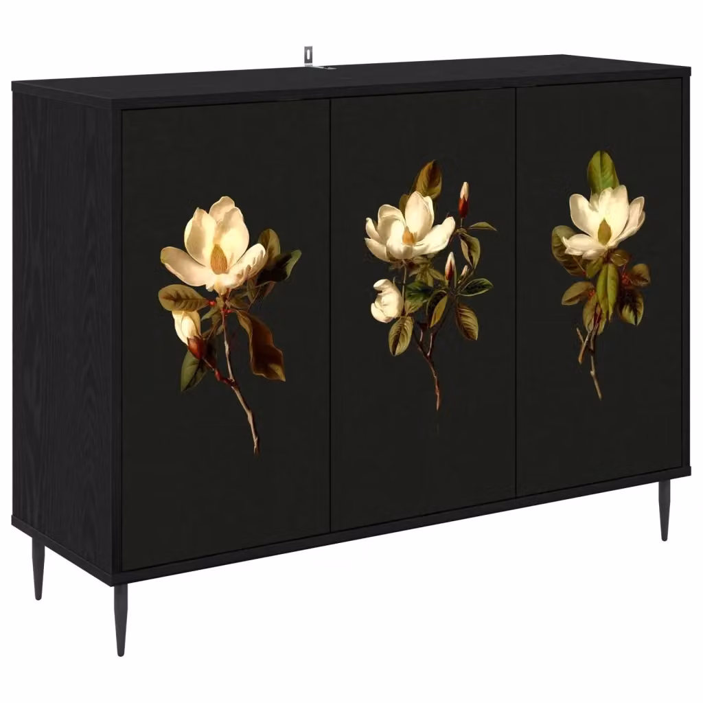 Credenza moderna vidaXL in Rovere Nero, L: 102 cm, P: 33 cm, H: 76 cm – 2