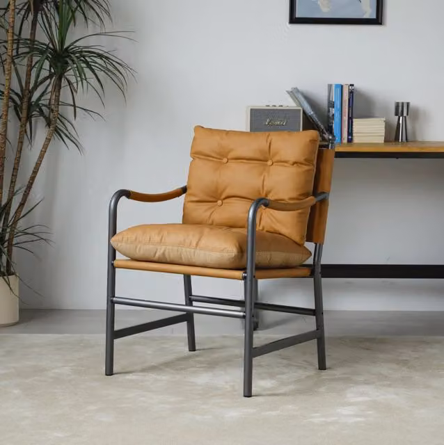 Poltrona 60x62x90 cm in similpelle marrone per soggiorno –
