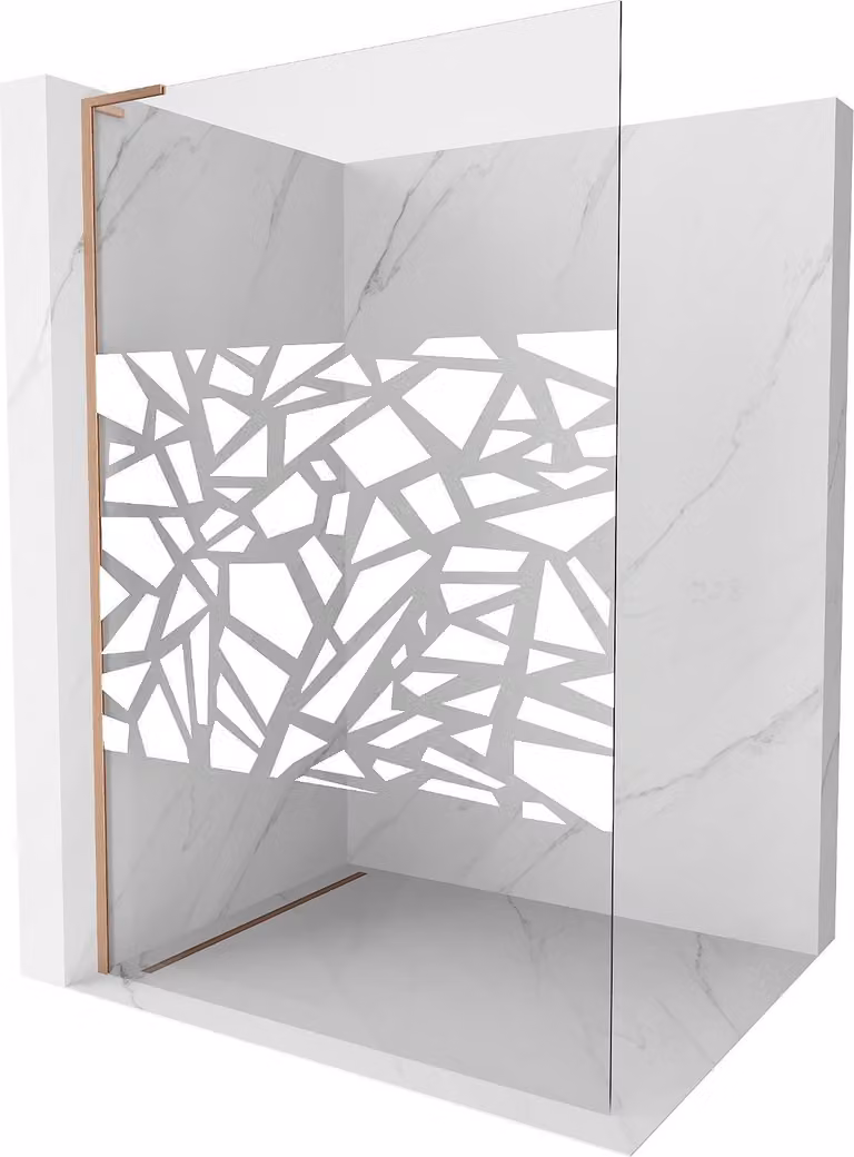 Mexen Kioto L parete doccia Walk-in 70 x 200 cm, motivo bianco, rame spazzolato - 800-070-103-65-85