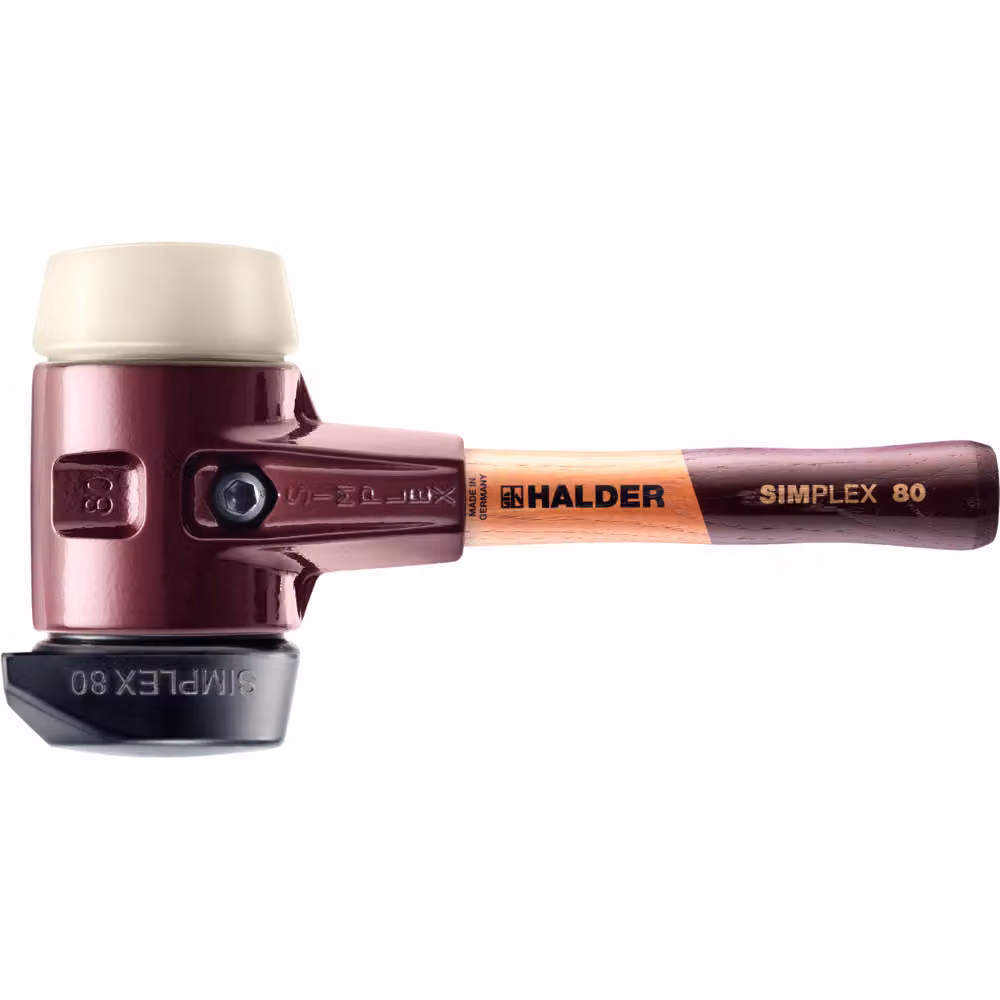 Mazza SIMPLEX soft-face con corpo in ghisa malleabile e manico in legno, Ø 80 / manico 230 mm composizione in gomma con base / nylon