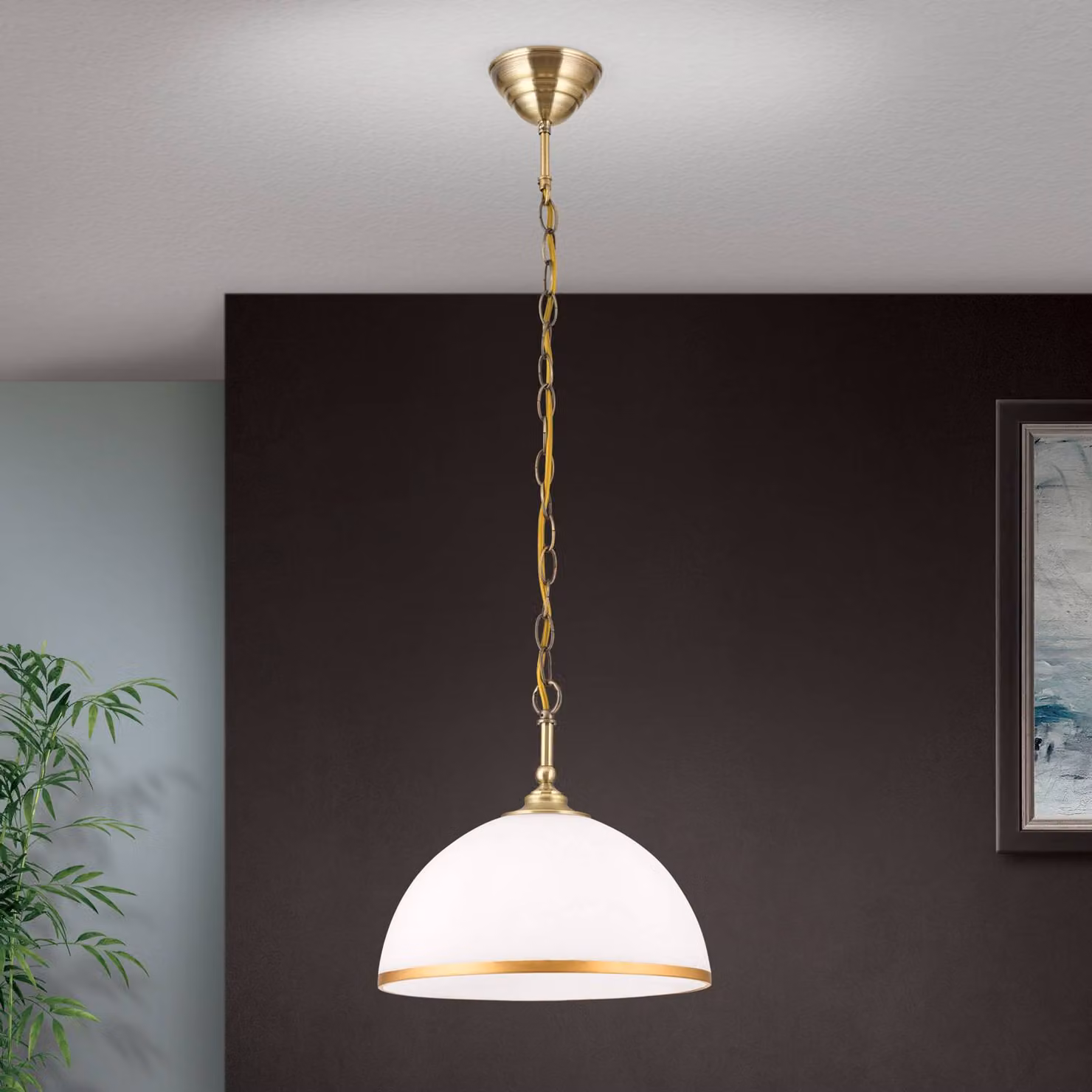 ORION Lampada a sospensione Old Lamp, dimmerabile, Ottone / Oro, Soggiorno / Sala da pranzo, Vetro, Antico, Lampada a sospensione