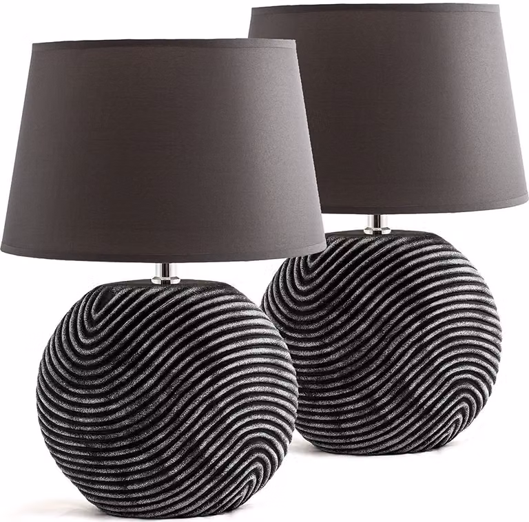 set di 2 lampade da tavolo BRUBAKER lampade da comodino grigio antracite, piedini in Vetroceramica con finitura opaca bicolore - altezza 38 cm